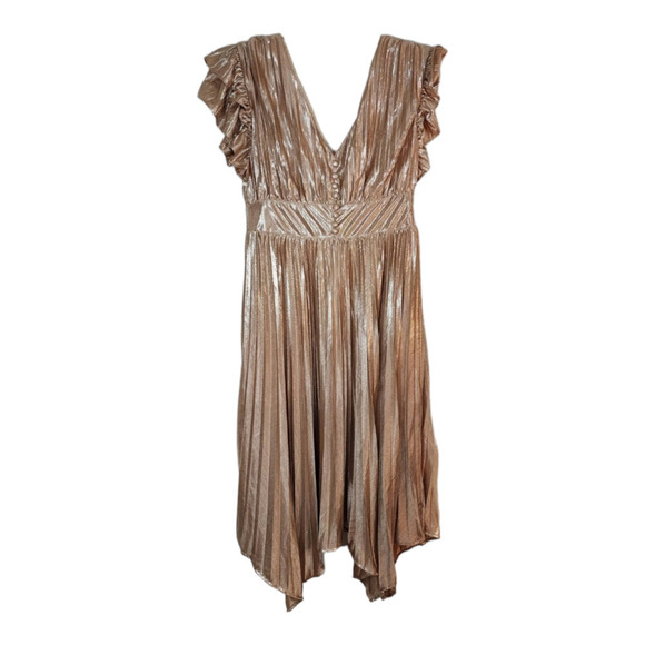 Beulah Neutrals Metallic Pleats Long Dress size large - Picture 1 of 12
